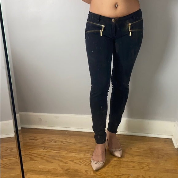 MICHAEL MICHAEL KORS BLACK PANTS + GOLD ZIPPERS - Picture 5 of 6